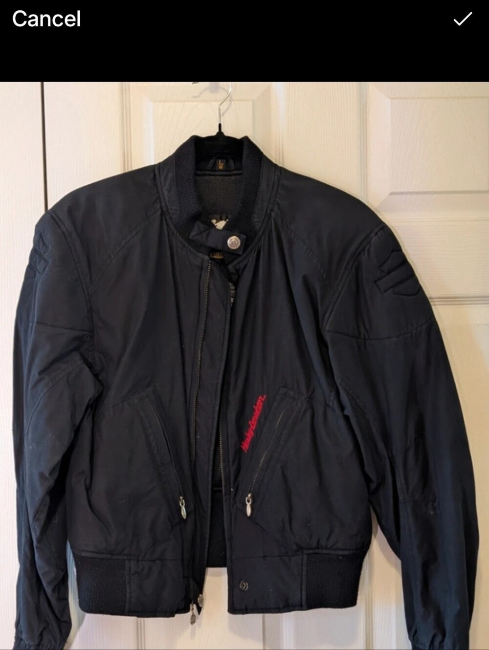 Vintage Harley-Davidson Black Bomber Jacket Women’s Size L/W Embroidered Eagle